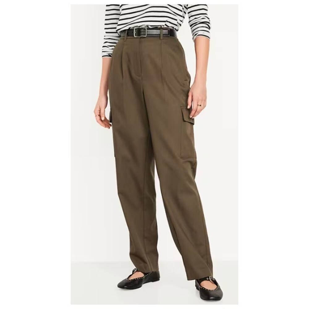 Old Navy Women's Extra High-Waisted Taylor straight Trouser Cargo Pants Brown L